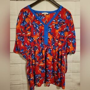 Women's The Pioneer Woman Dolman Sleeve Top with Ties Multicolor XL